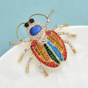 Rainbow Crystal Beetle Brooch | Unique Insect Jewelry Gift