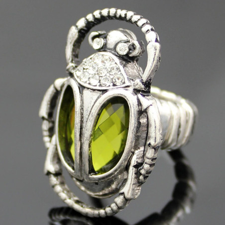 Bague Scarabée Éclat d'Olive | Bijou Vintage Égyptien