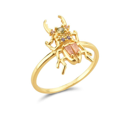 Bague Scarabée Cristal Élégante | Bijou Insecte Bicolore