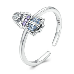 Bague Scarabée Éclat Boréal | Ajustable en Argent 925