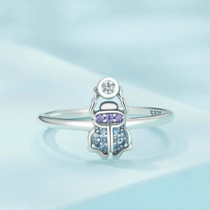 Bague Scarabée Éclat Boréal | Ajustable en Argent 925