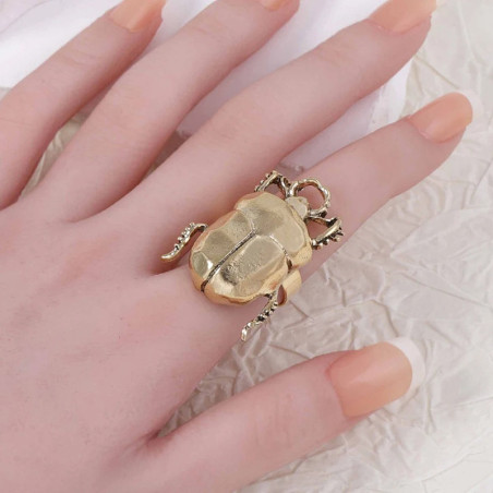 Bague Lucane Mystique – Bijou Insecte Noir ou Or Cadeau