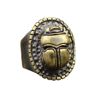 Anillo Escarabajo Egipcio | Joya Talismán de Bronce Antiguo