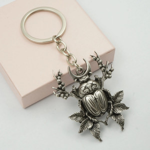 Porte-clés Scarabée Vintage | Cadeau Spirituel Lune & Feuille