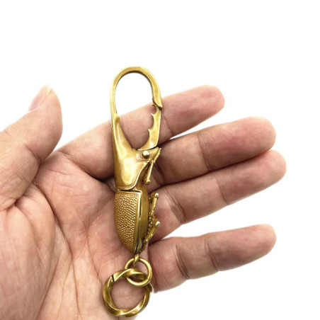 Vintage Gold Hercules Beetle Keychain – Powerful & Retro Charm