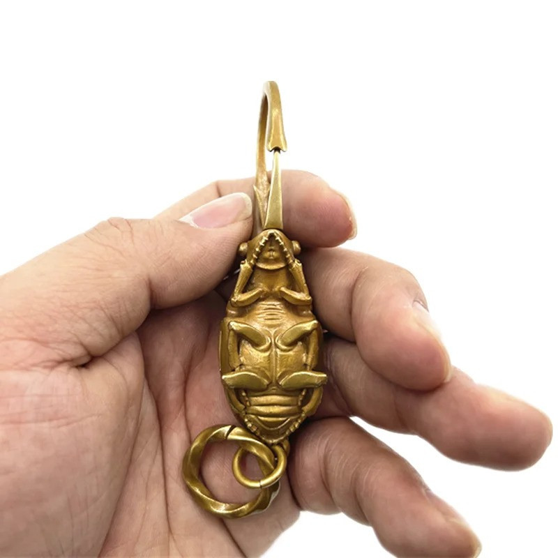 Vintage Gold Hercules Beetle Keychain – Powerful & Retro Charm