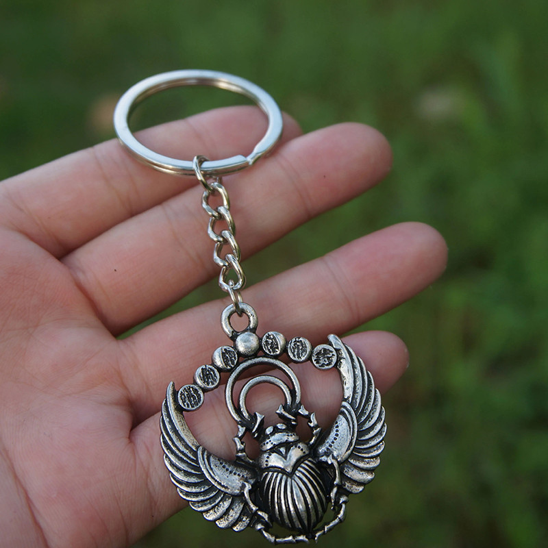 Moon Scarab Keychain | Unique Celestial Jewelry Gift for Women