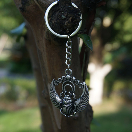 Moon Scarab Keychain | Unique Celestial Jewelry Gift for Women