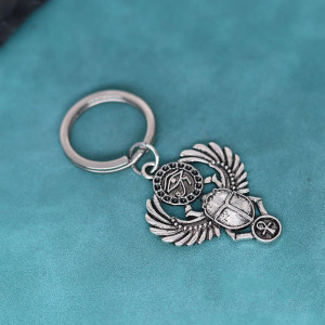 Porte-Clé Scarabée Égyptien | Amulette Œil & Ankh Cadeau