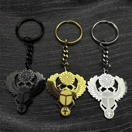 Porte-clés Scarabée Trinité Divine – Talisman Égyptien 3 Couleurs