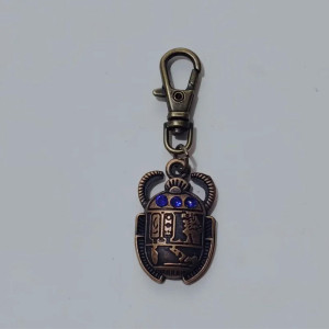 Royal Sapphire Scarab Keychain – Blue Rhinestones & Hieroglyphs