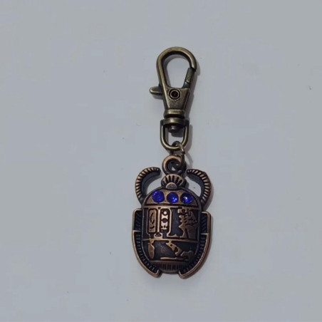 Royal Sapphire Scarab Keychain – Blue Rhinestones & Hieroglyphs