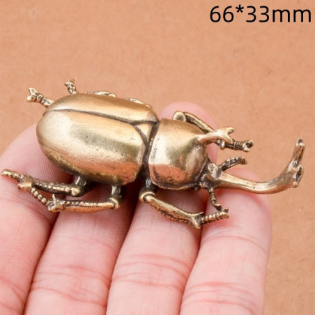 Vintage Brass "Golden Horned" Beetle Figurine – Antique Finish