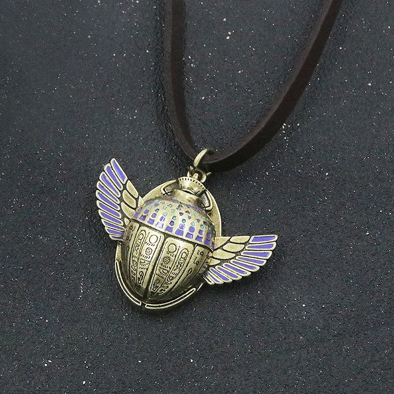 Collier Scarabée Égyptien - Cadeau Trésor des Hiéroglyphes
