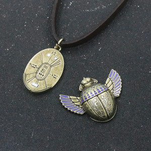 Collier Scarabée Égyptien - Cadeau Trésor des Hiéroglyphes