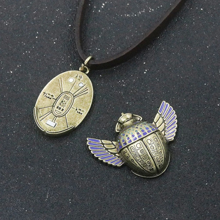 Collier Scarabée Égyptien - Cadeau Trésor des Hiéroglyphes
