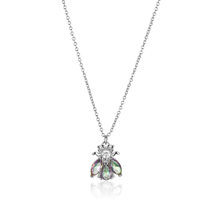 Collier Abeille Éclat Boréal - Zircon Iridescent - Or & Argent