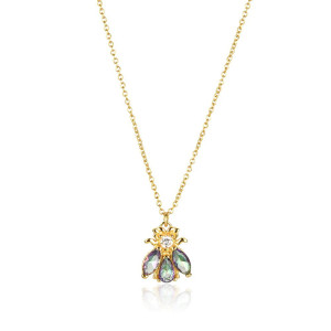 Collier Abeille Éclat Boréal - Zircon Iridescent - Or & Argent
