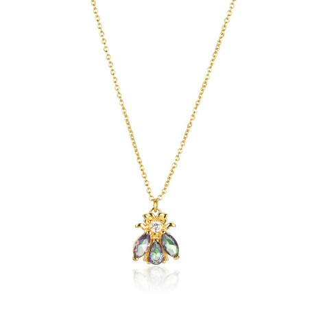 Collier Abeille Éclat Boréal - Zircon Iridescent - Or & Argent