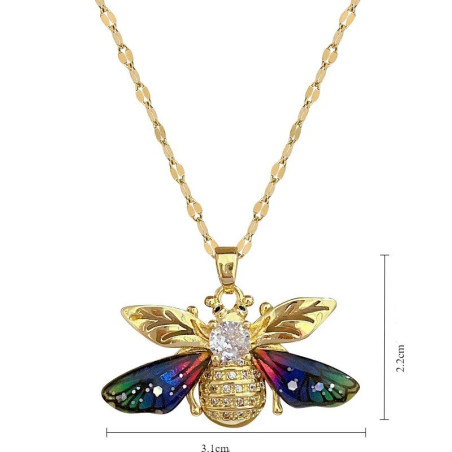 Collana Ape Ali d'Aurora - Dorata & Multicolore - Gioiello Unico!