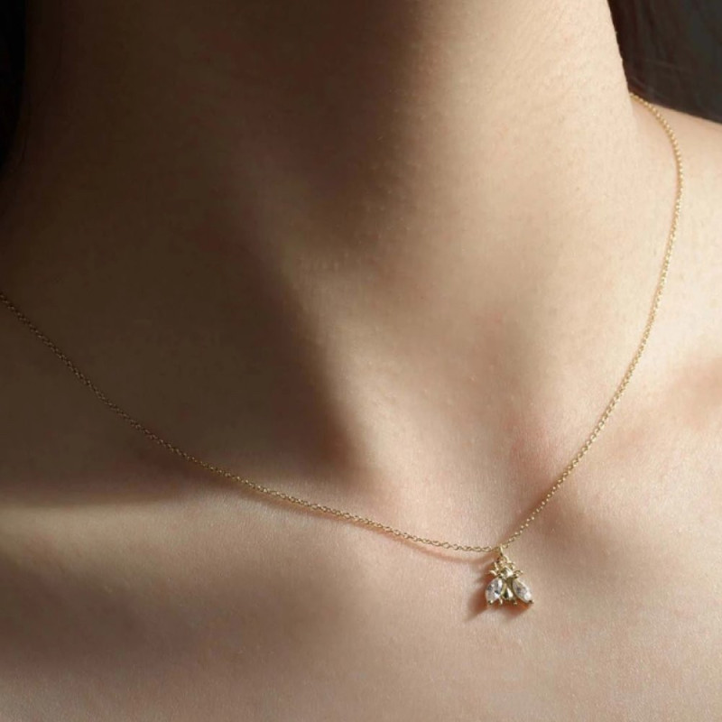 Collier Abeille Éclat Boréal - Zircon Iridescent - Or & Argent