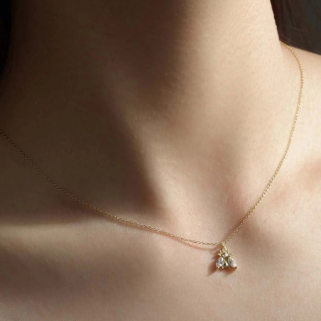 Collier Abeille Éclat Boréal - Zircon Iridescent - Or & Argent