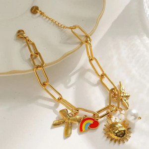 Cute Solar Bee Charm Bracelet | Unique Gold Bee Jewelry Gift