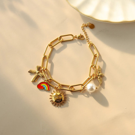 Bracelet Charms Abeille Solaire | Bijou Doré Cadeau Femme