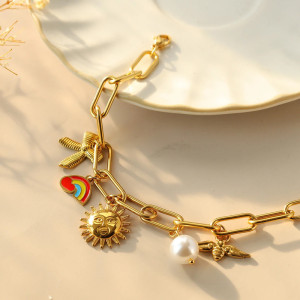 Bracelet Charms Abeille Solaire | Bijou Doré Cadeau Femme