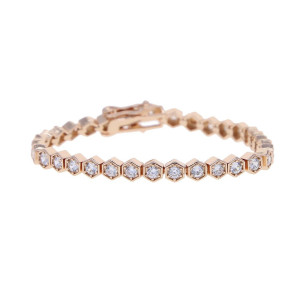 Bracelet Abeille Scintillant Nid d'Abeille | Or, Or Rose & Argent