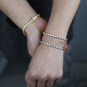 Bracelet Abeille Scintillant Nid d'Abeille | Or, Or Rose & Argent