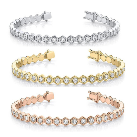 Bracelet Abeille Scintillant Nid d'Abeille | Or, Or Rose & Argent