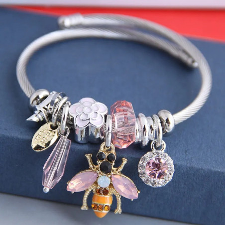 Bracelet Jonc Abeille en Cristal | Bijou Charms pour Femme