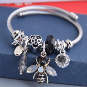 Bracelet Jonc Abeille en Cristal | Bijou Charms pour Femme