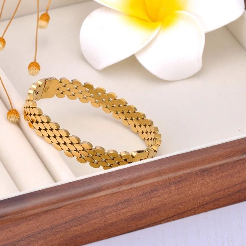 Bracelet Abeille Écaille Solaire | Bijou Moderne Plaqué Or