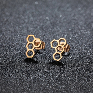 Boucles d'Oreilles Abeille Nid d'Abeille | Bijou Minimaliste