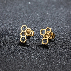 Boucles d'Oreilles Abeille Nid d'Abeille | Bijou Minimaliste