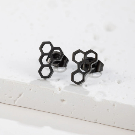 Boucles d'Oreilles Abeille Nid d'Abeille | Bijou Minimaliste