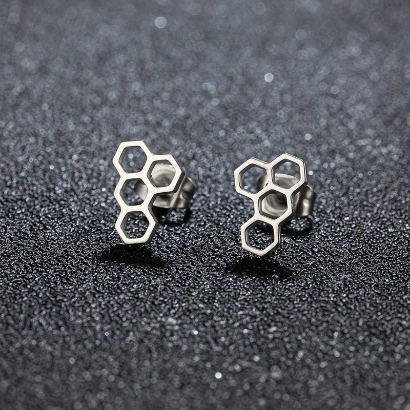Boucles d'Oreilles Abeille Nid d'Abeille | Bijou Minimaliste