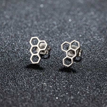 Boucles d'Oreilles Abeille Nid d'Abeille | Bijou Minimaliste