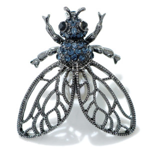 Broche Abeille Cristal & Strass | Bijou Élégant Bleu ou Jaune