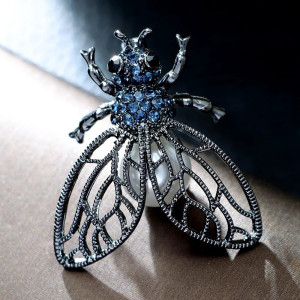 Broche Abeille Cristal & Strass | Bijou Élégant Bleu ou Jaune