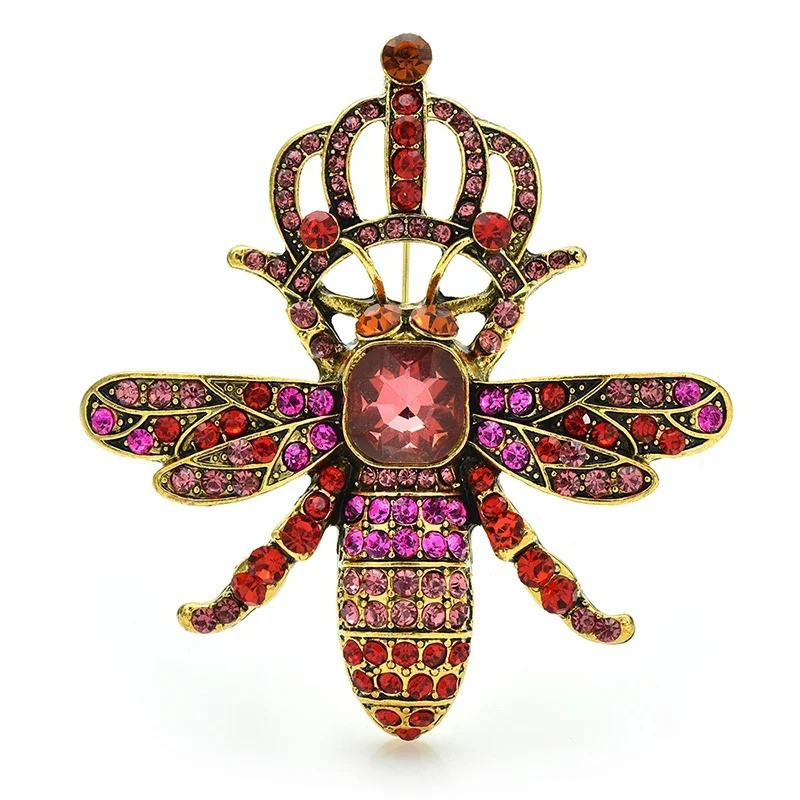 Broche Abeille Reine Royale avec Couronne | 2 Couleurs Uniques