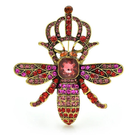 Broche Abeille Reine Royale avec Couronne | 2 Couleurs Uniques