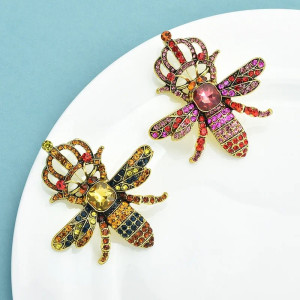 Broche Abeille Reine Royale avec Couronne | 2 Couleurs Uniques