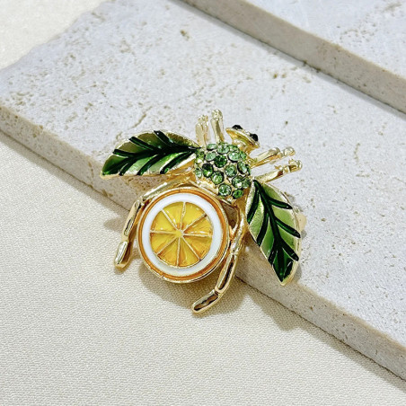 Broche Abeille & Citron - Bijou Fantaisie Nature pour Femme