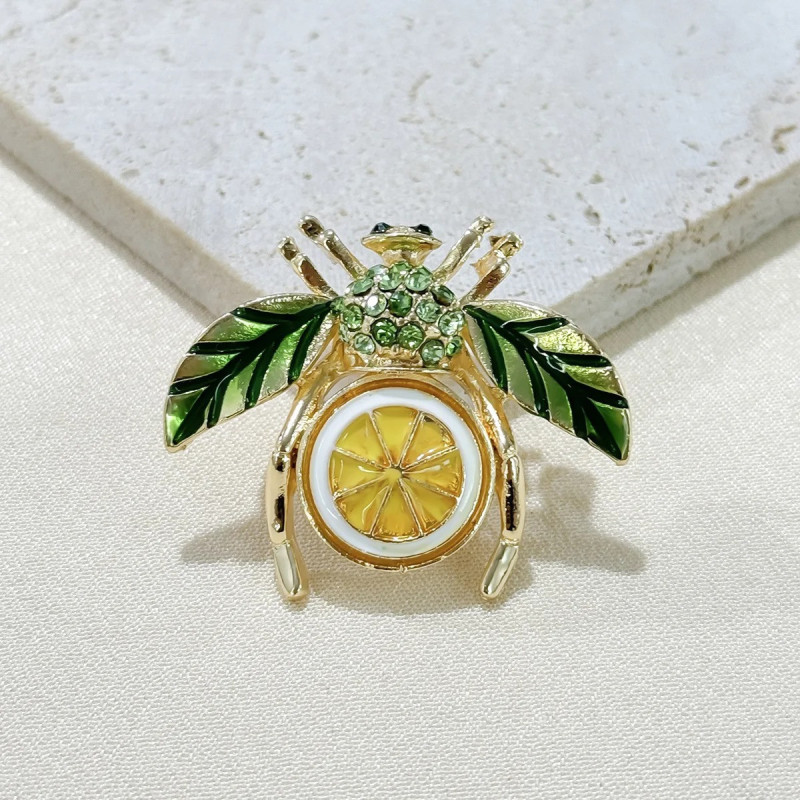 Broche Abeille & Citron - Bijou Fantaisie Nature pour Femme
