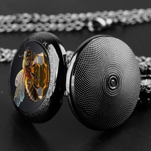 Reloj Abeja - Reina Negra - Elegancia Oscura & Cristal Dorado