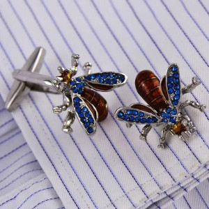 Boutons de Manchette Abeille Cristal & Ambre | Cadeau Homme