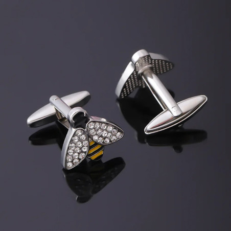Gemelos Abeja Elegantes con Cristal | Joyería Original Regalo